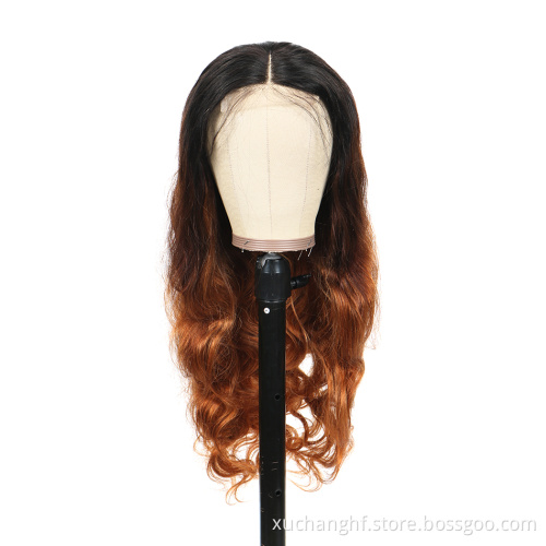 Human Hair Wig Vendor Highlight Brown Body Wave 100% Virgin Custom Ombre Color Malaysian Virgin Cuticle Aligned Wigs